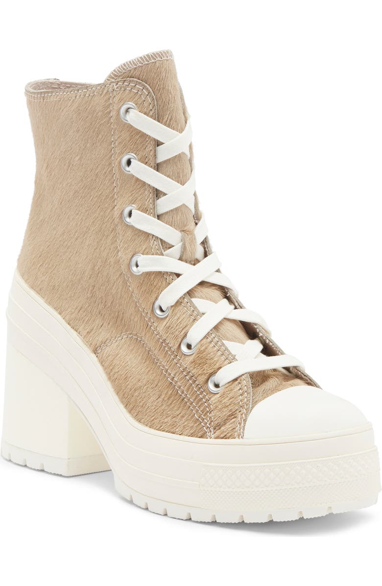 Converse Chuck 70 De Luxe Genuine Calf Hair Block Heel Sneaker, Main, color, Warm Clay/ Egret Calf Hair