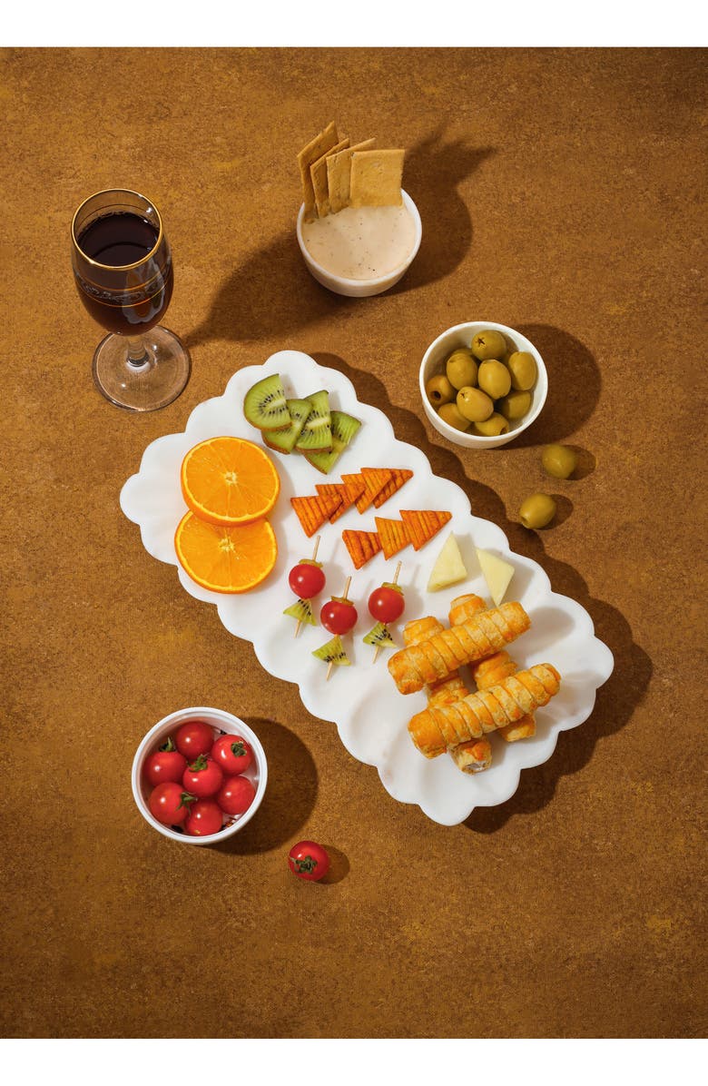 Tiramisu Scalloped Marble Platter, Alternate, color, White