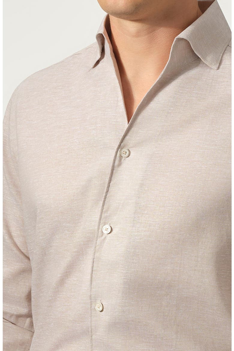 Linen Blend Button-Up Shirt, Alternate, color, OAT