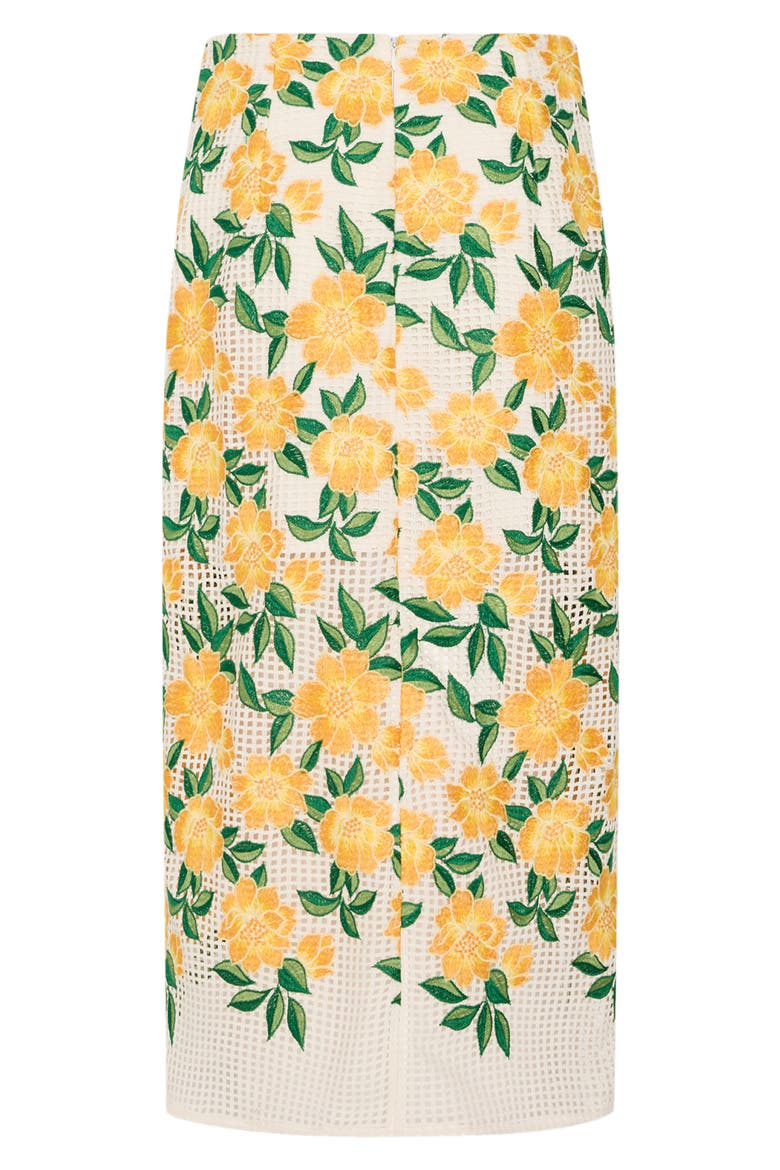 Marta Floral Embroidery Midi Skirt, Alternate, color, YELLOW/ GREEN