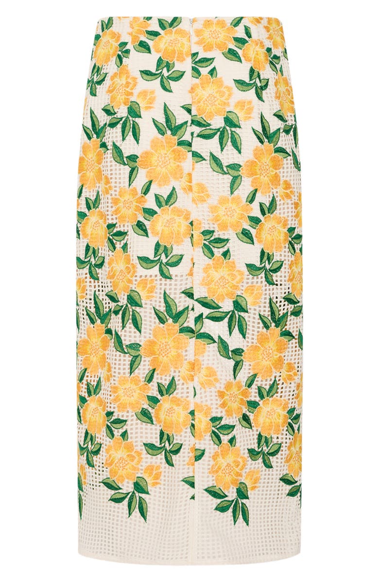 Milly Marta Floral Embroidery Midi Skirt, Alternate, color, 