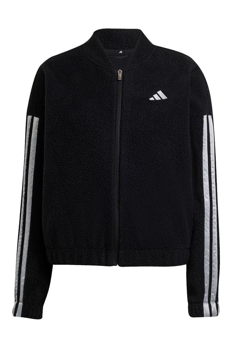 Fleece Zip Jacket, Alternate, color, BLACK/ SILVER METALLIC