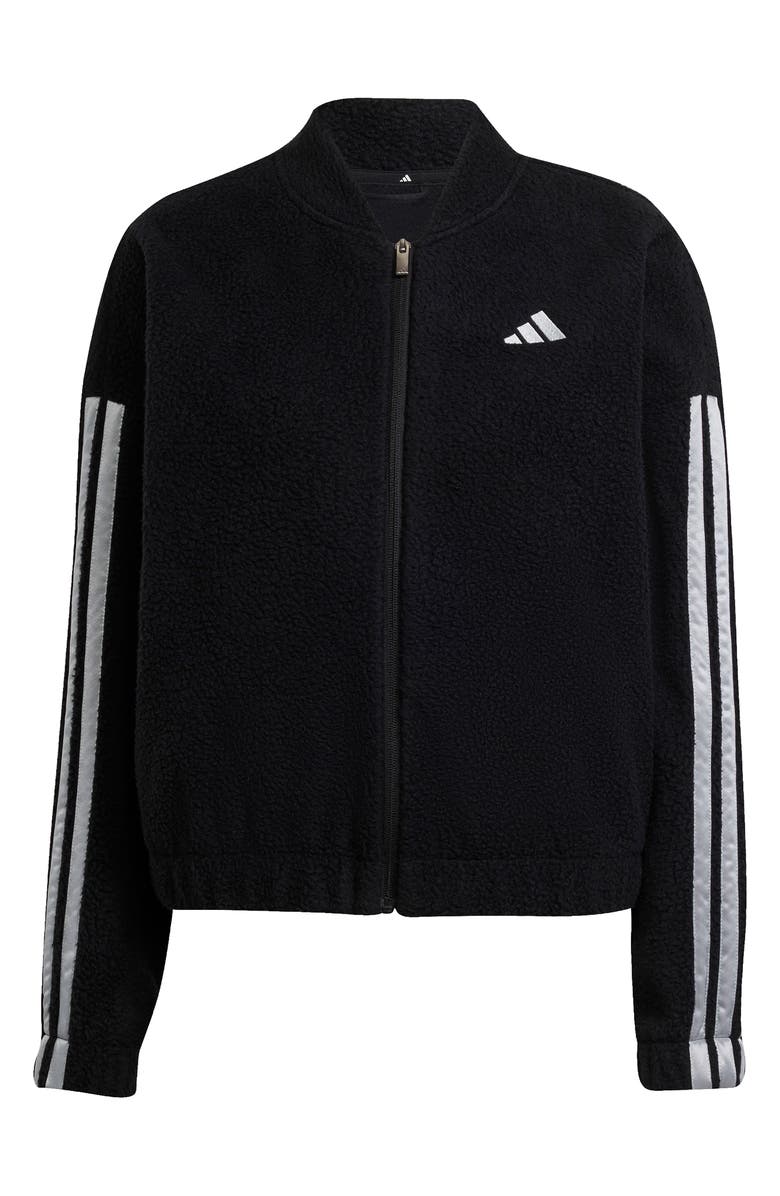 adidas Fleece Zip Jacket, Alternate, color, Black/ Silver Metallic