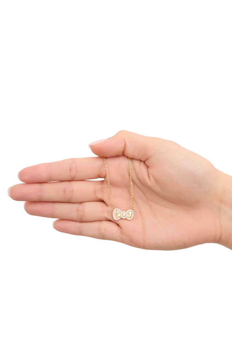 Hello Kitty White Sapphire Bow Necklace, 925 PLT 18", Alternate, color, Gold