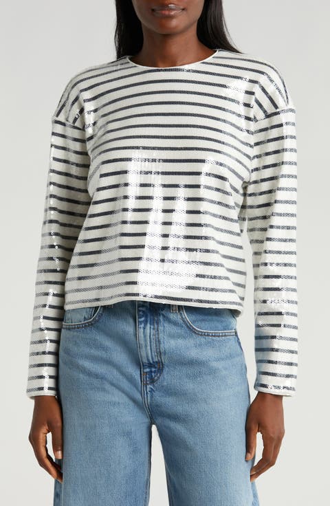 Stripe Sequin Top
