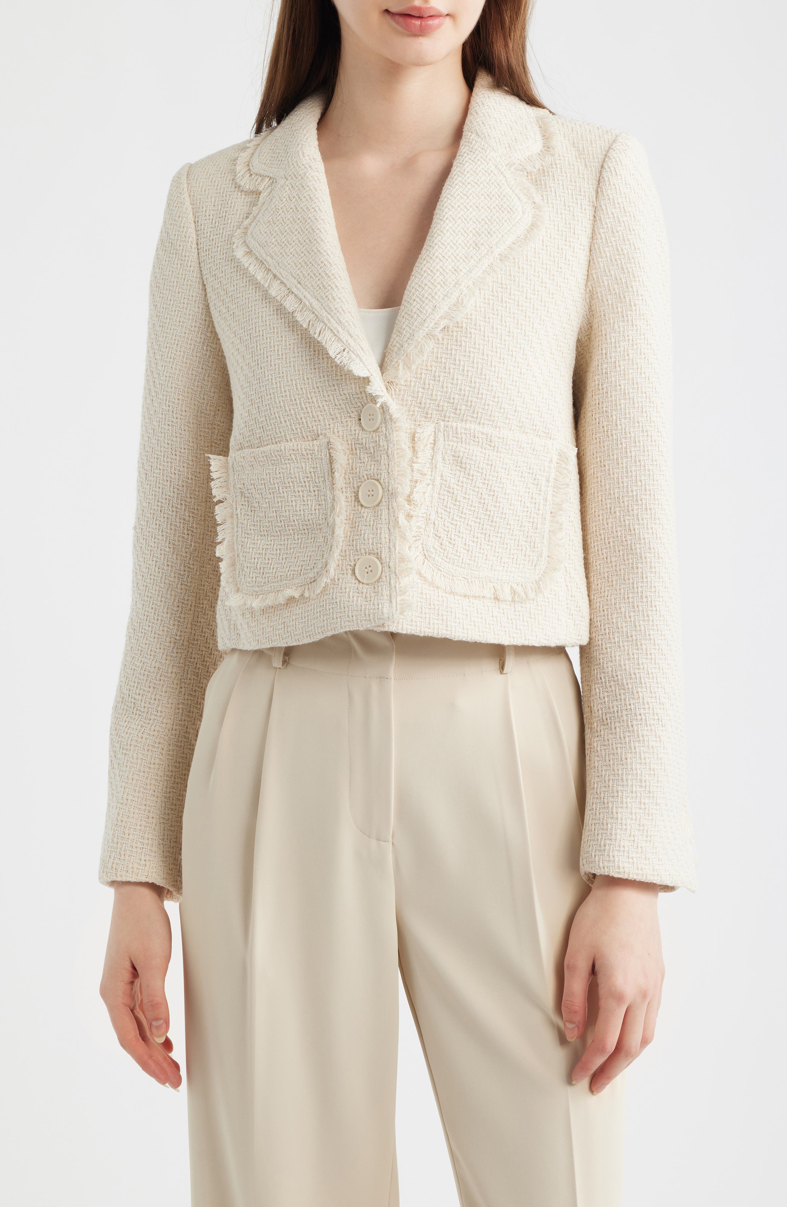 Fringe Detail Tweed Jacket - image 3