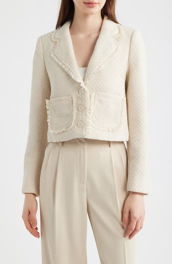 Halogen® Fringe Detail Tweed Jacket | Nordstrom