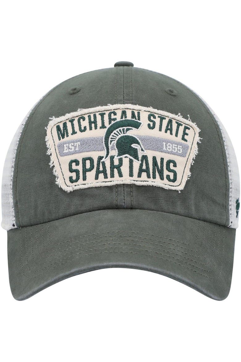 Men's '47 Green Michigan State Spartans Crawford Clean Up Trucker Snapback Hat, Alternate, color, Green