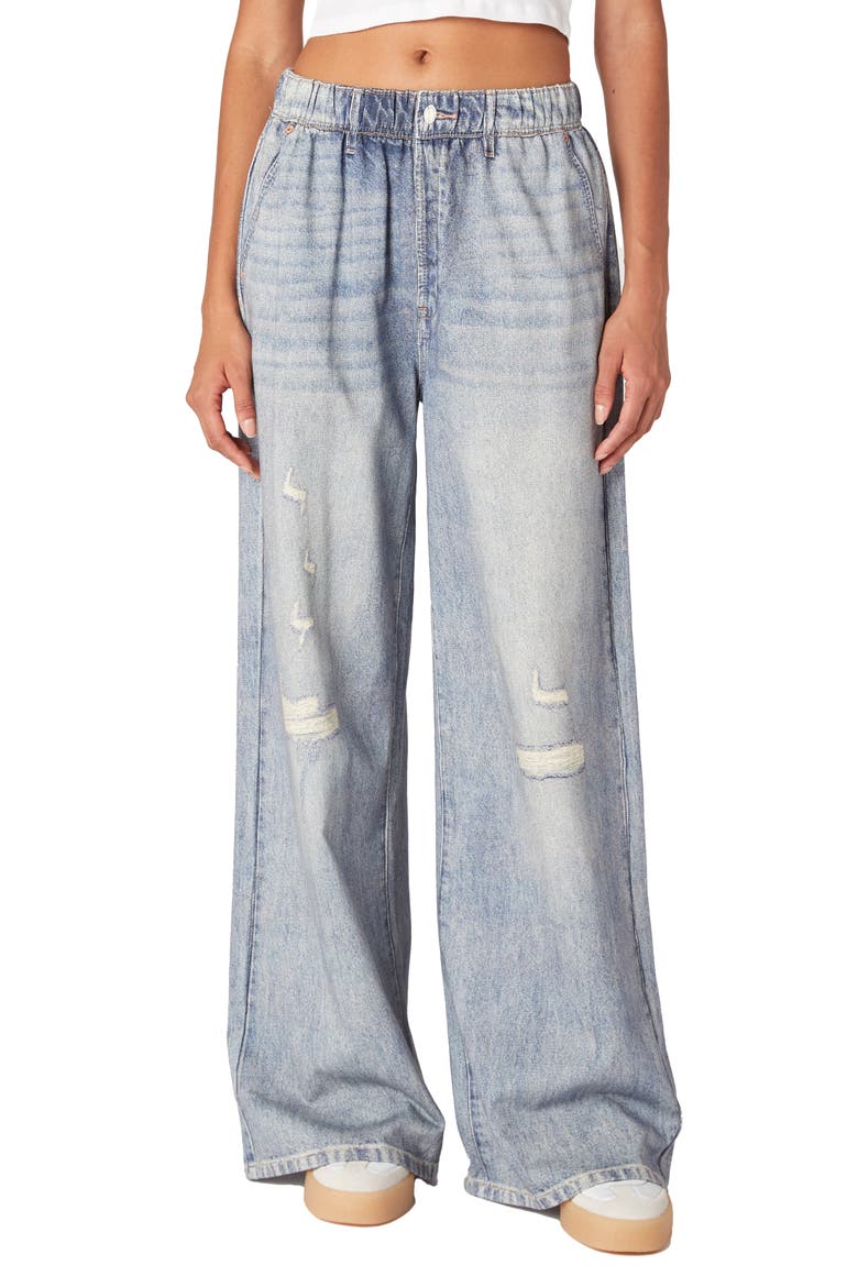 Low Rise Distressed Wide Leg Jeans, Main, color, DEEP DIVE