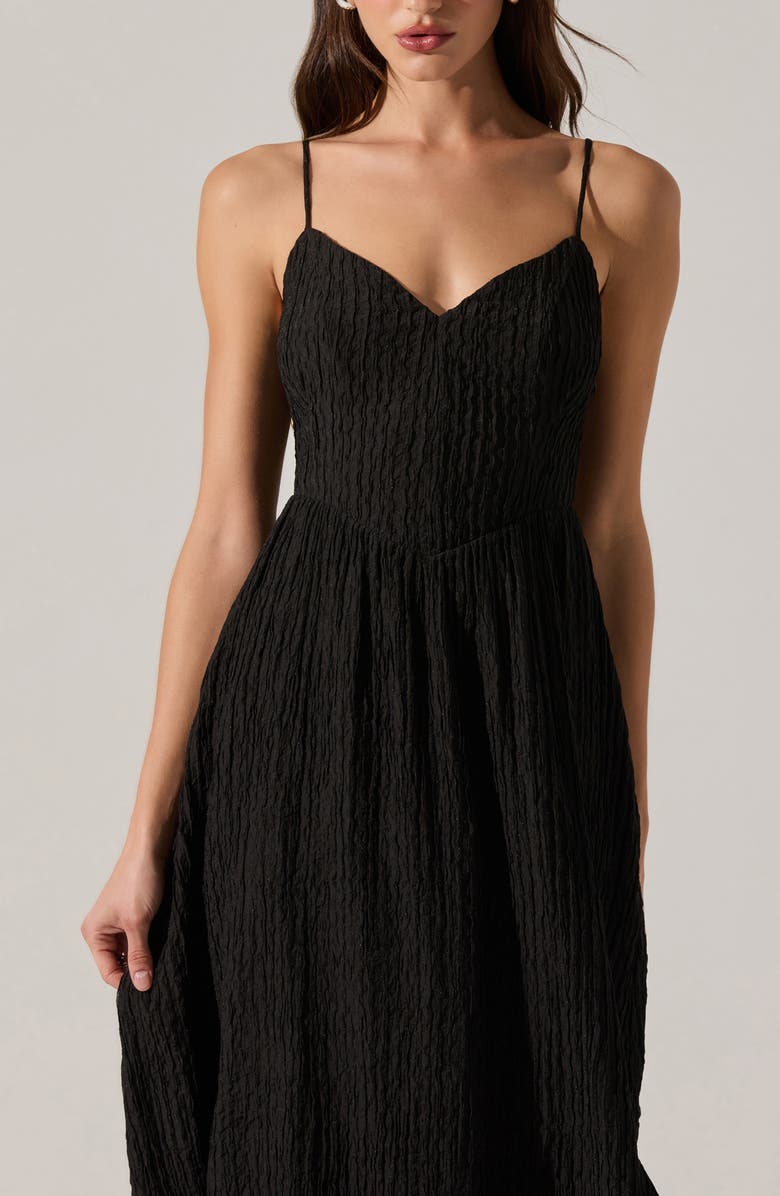 ASTR the Label Textured V-Neck Midi Dress, Alternate, color, Black