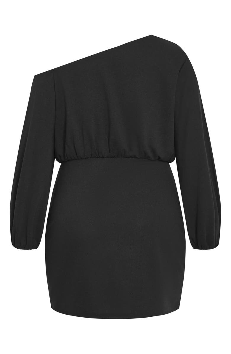 City Chic Alysia One-Shoulder Long Sleeve Minidress, Alternate, color, Black