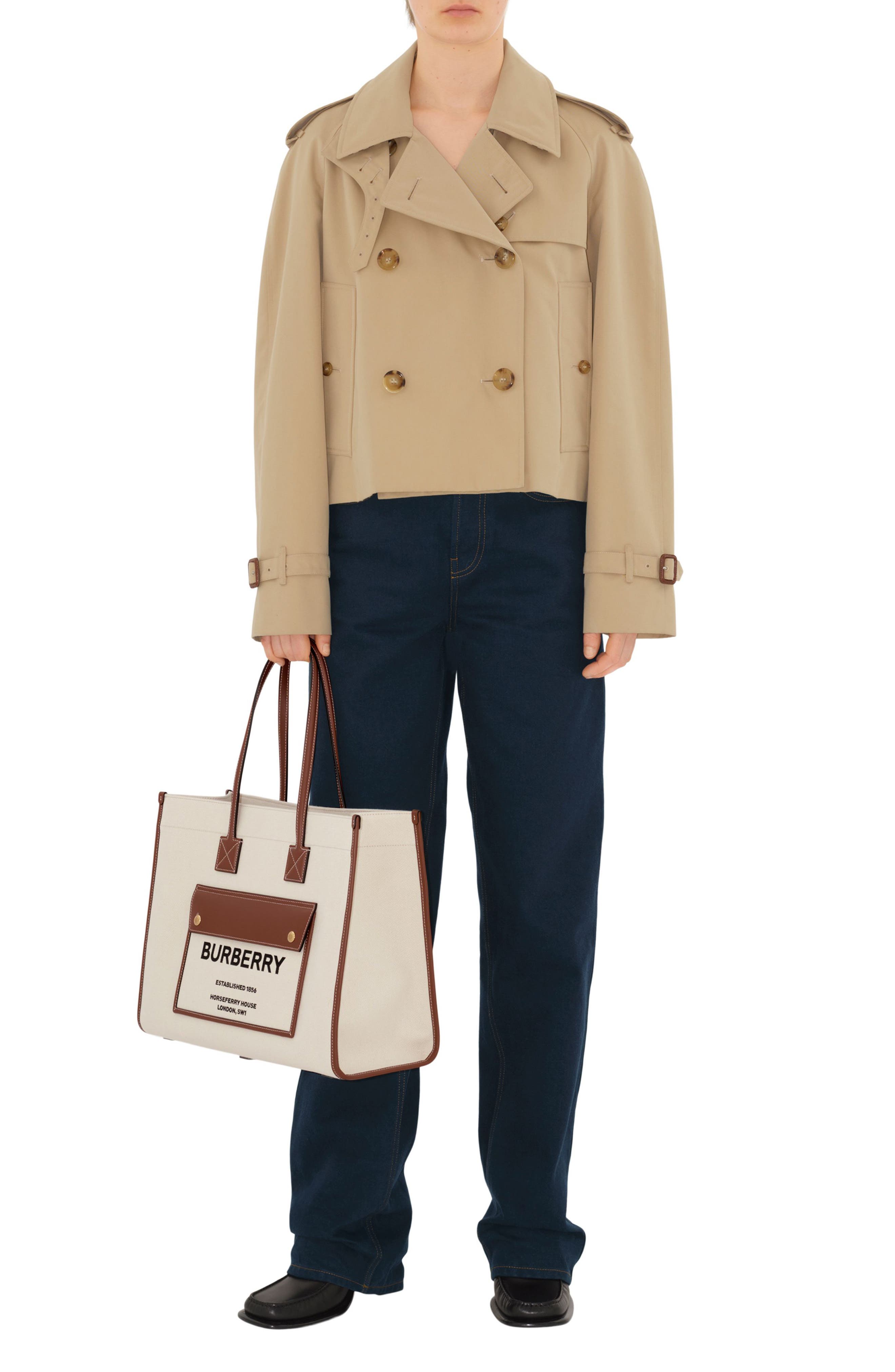 Burberry Medium Towner Horseferry Print Canvas & Leather Tote, Alternate, color, 