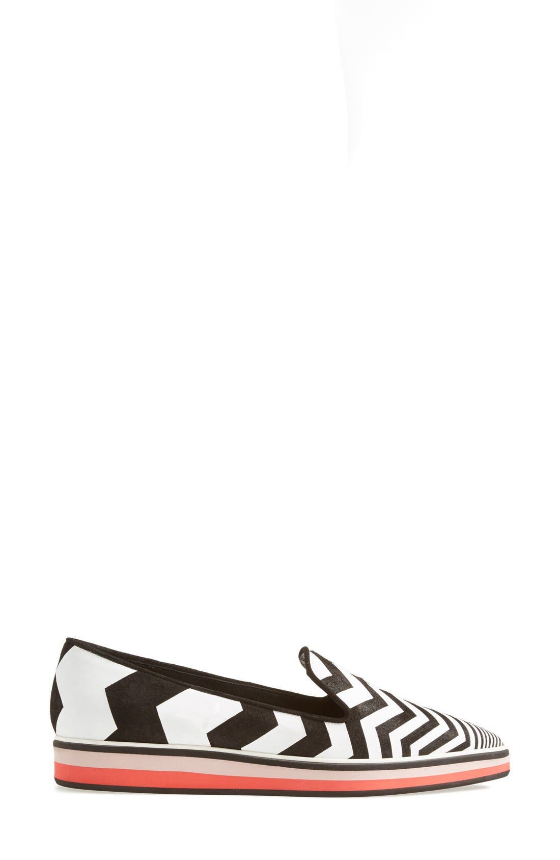 Chevron Loafer, Alternate, color, BLACK/ WHITE
