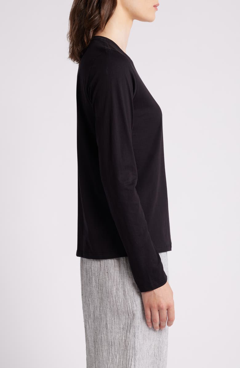 Eileen Fisher Long Sleeve Organic Cotton T-Shirt, Alternate, color, Black