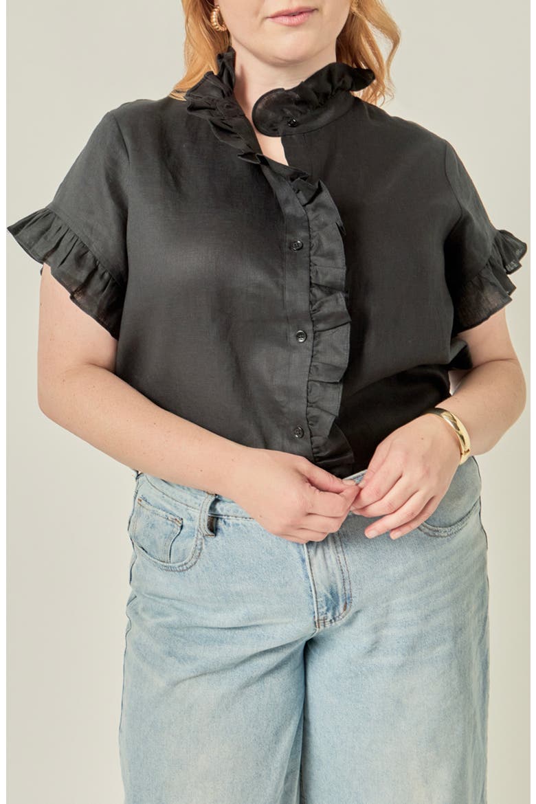 Ruffle Shirt, Main, color, BLACK
