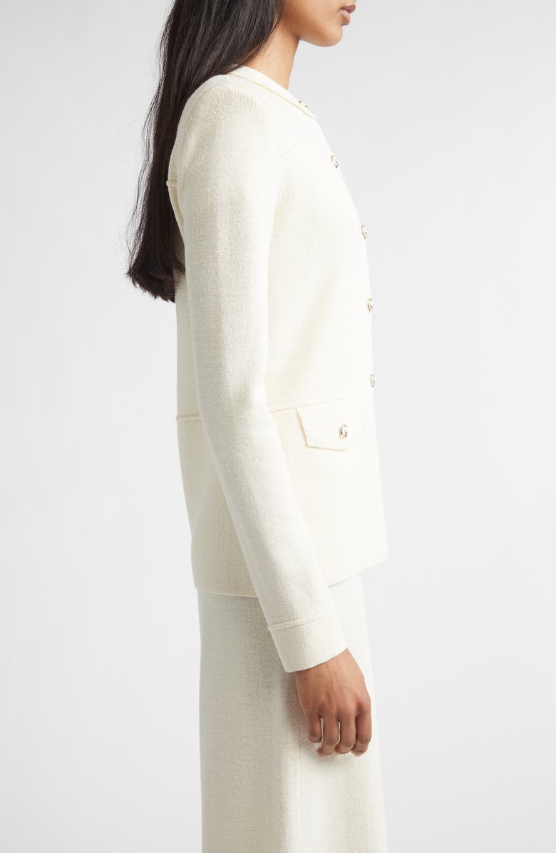 ST. JOHN Courtney Legacy Crepe Knit Jacket, Alternate, color, Ecru