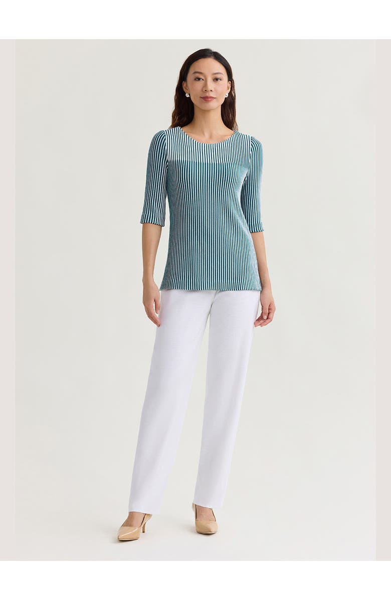 Misook Linear Stripe Soft Knit Tunic, Alternate, color, Spruce/White