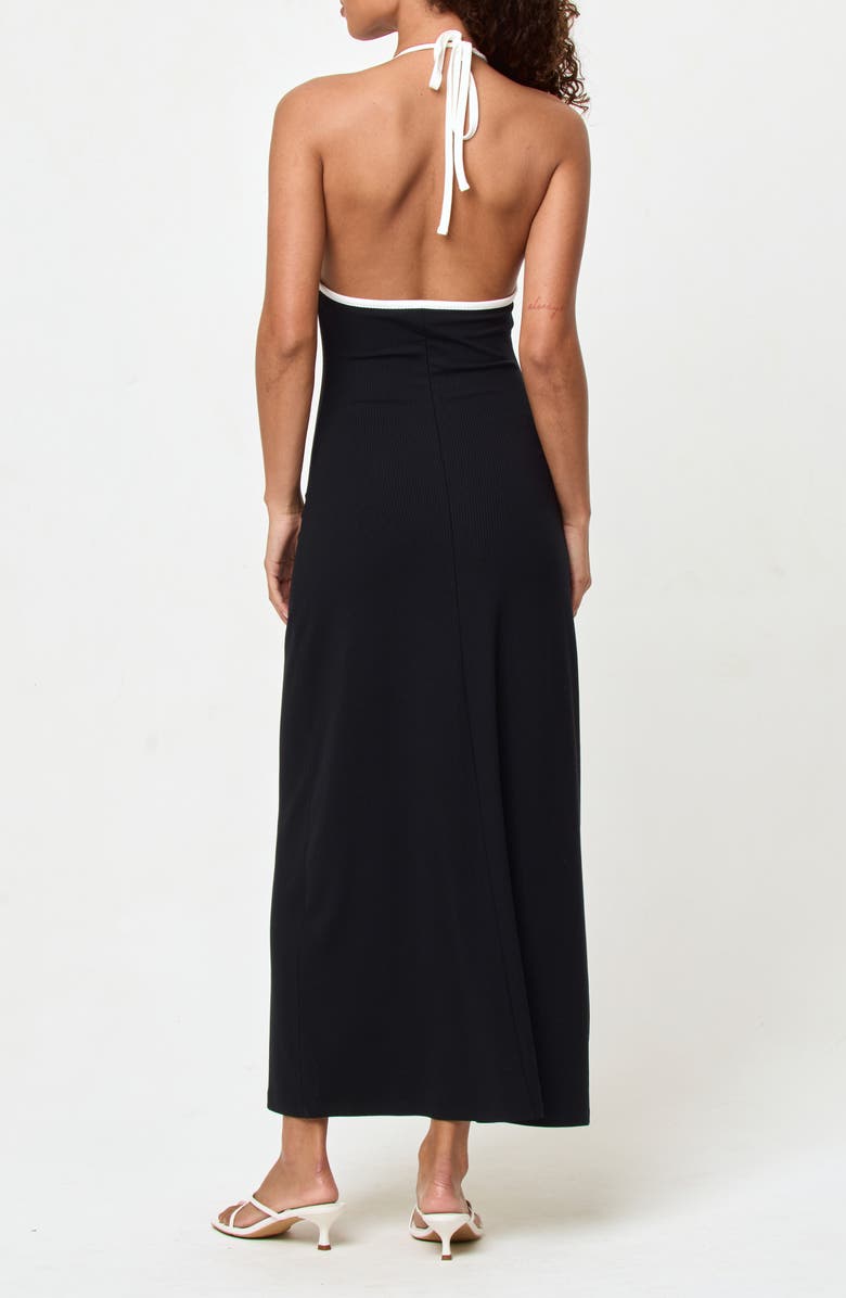 LSPACE Shea Contrast Binding Halter Rib Maxi Cover-Up Dress, Alternate, color, 