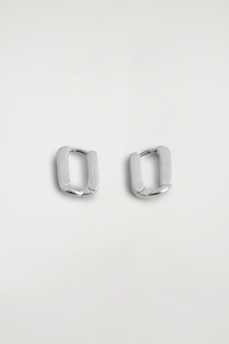 Link Hoop Earrings, Main, color, SILVER
