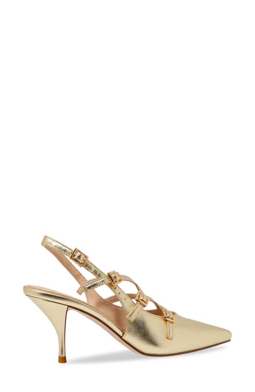Chase & Chloe Chase And Chloe Multibuckle Slingback Pump In Gold