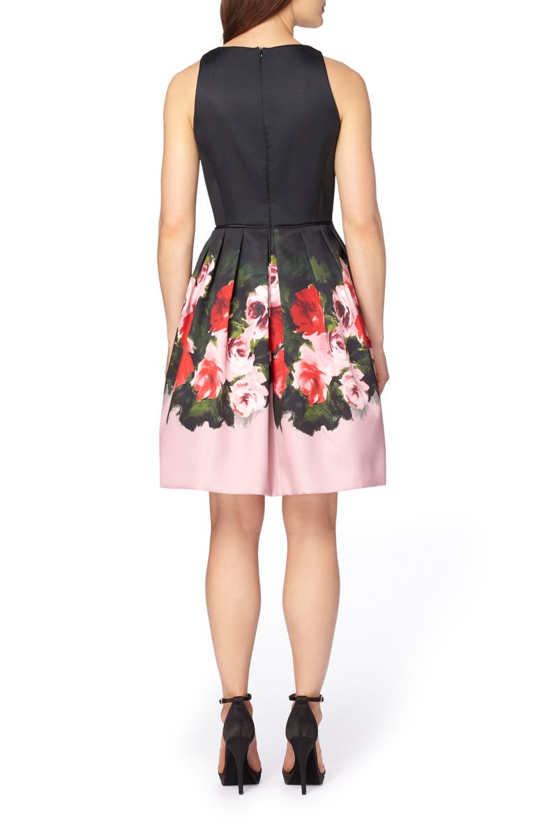 Tahari Floral Mikado Fit & Flare Dress, Alternate, color,