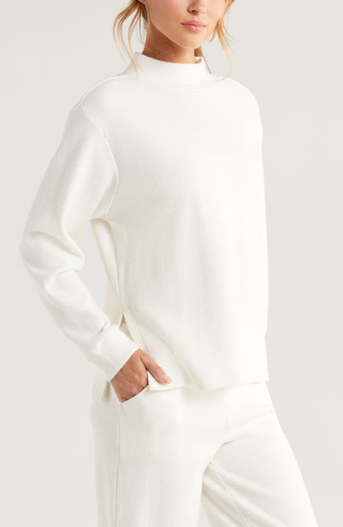 Shop Zella Cozy Waffle Knit Tunic In Ivory Egret