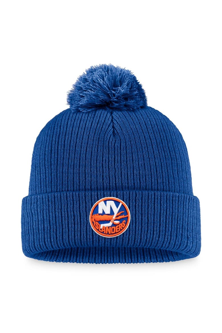 Men's Fanatics Branded Royal New York Islanders Core Primary Logo Cuffed Knit Hat with Pom, Main, color, Royal
