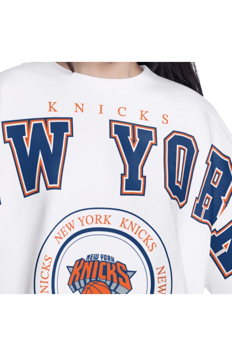 G-III 4HER BY CARL BANKS Women's G-III 4Her by Carl Banks  White New York Knicks Bleachers Cropped French Terry Sweatshirt, Alternate, color, White