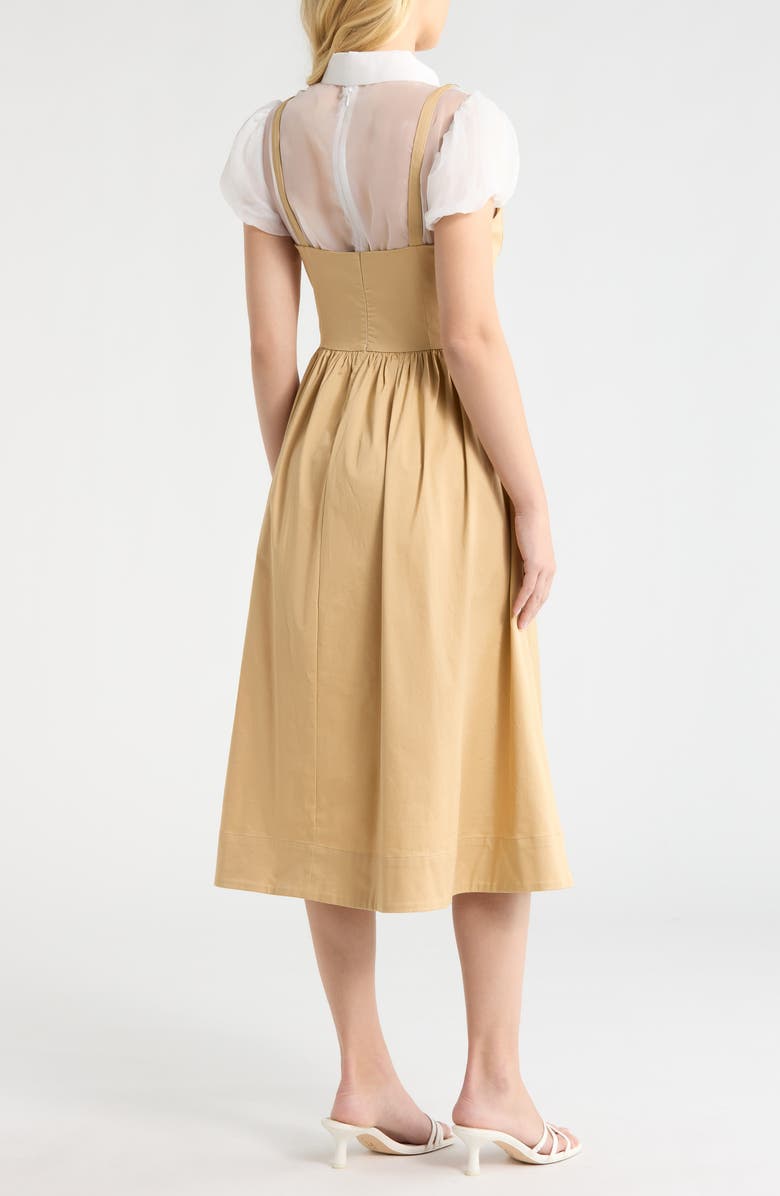 ASTR the Label Carrington Mixed Media Midi Dress, Alternate, color, Khaki White