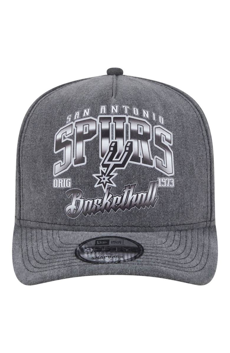 New Era Men's New Era Charcoal San Antonio Spurs Throwback Washed Pre-Curved 9FIFTY Snapback Hat, Alternate, color, Charcoal