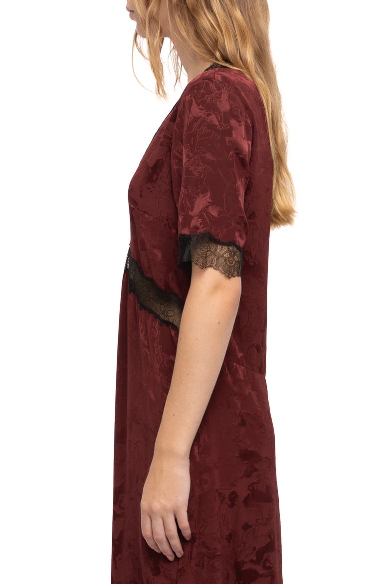 Redoxal Horse Jacquard Silk Midi Dress, Alternate, color, CHERRY