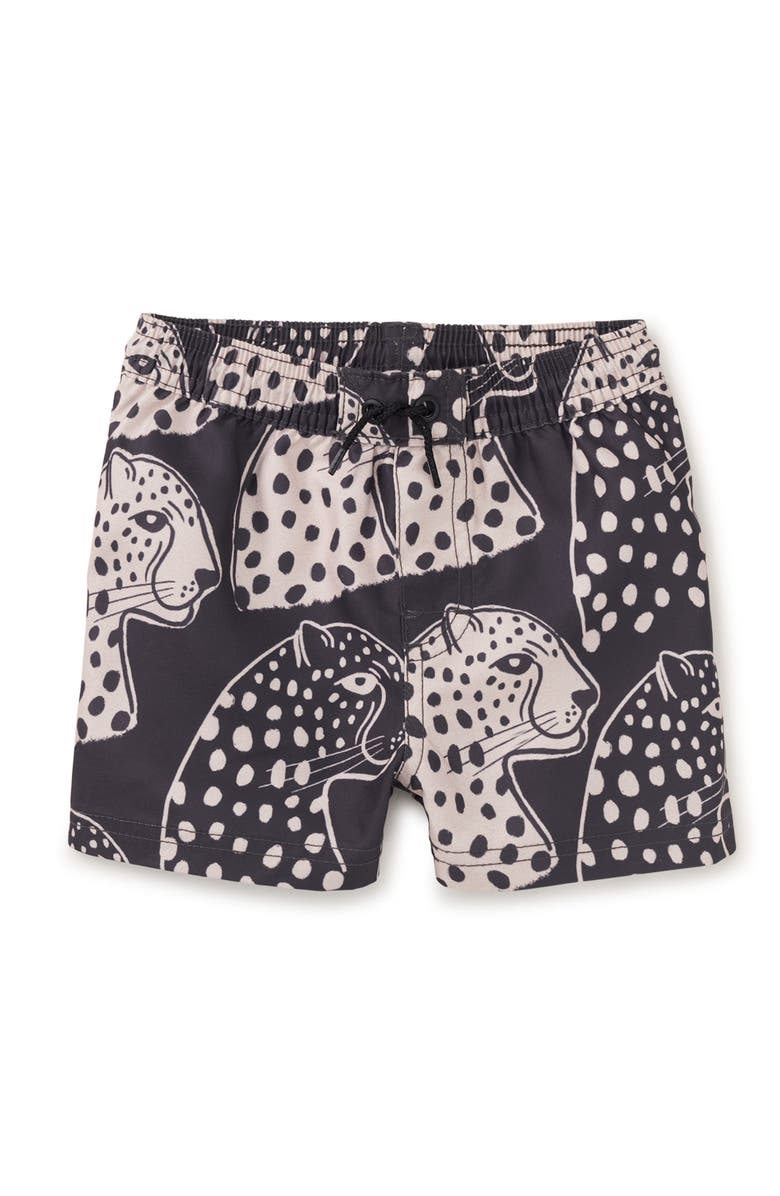 Tea Collection Mid-Length Swim Trunks, Alternate, color, Block Print Jaguar