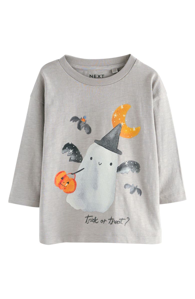 NEXT Kids' Halloween Long Sleeve Cotton Graphic T-Shirt, Main, color, Grey