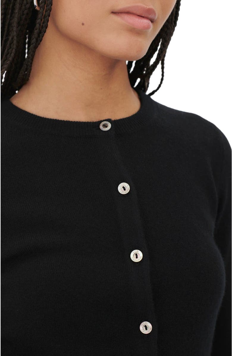 GOBI Mongolian Cashmere Crew Neck Cardigan, Alternate, color, Brilliant Black