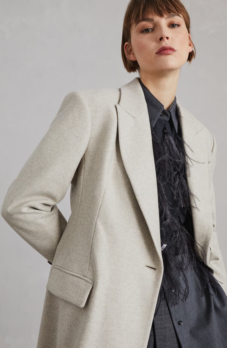 Brunello Cucinelli Lightweight wool fabric overcoat, Alternate, color, 