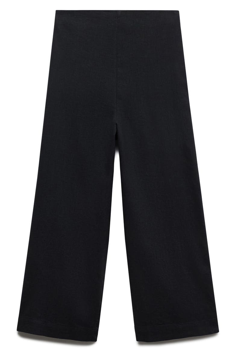 Linen Blend Crop Wide Leg Pants, Alternate, color, BLACK