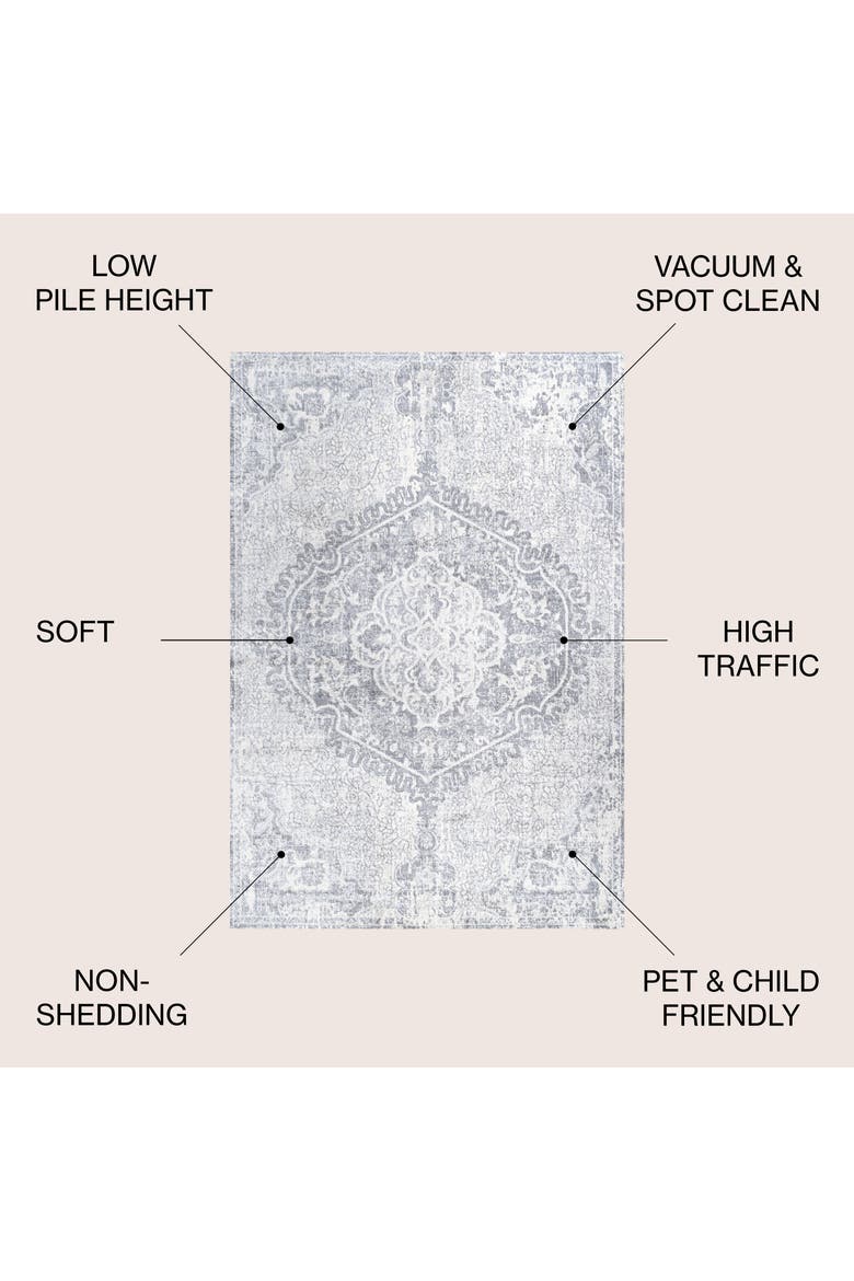 Modern Persian Vintage Medallion Area Rug, Alternate, color, Gray/Ivory