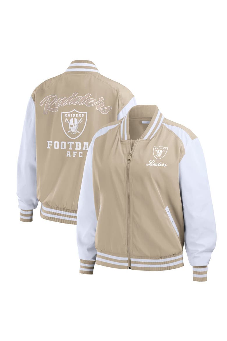 Women's WEAR by Erin Andrews Tan Las Vegas Raiders Tonal Full-Zip Bomber Jacket, Alternate, color, Tan