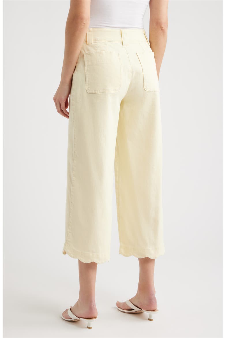 Scallop Patch Pocket High Waist Crop Wide Leg Twill Pants, Alternate, color, LEMON LUSH
