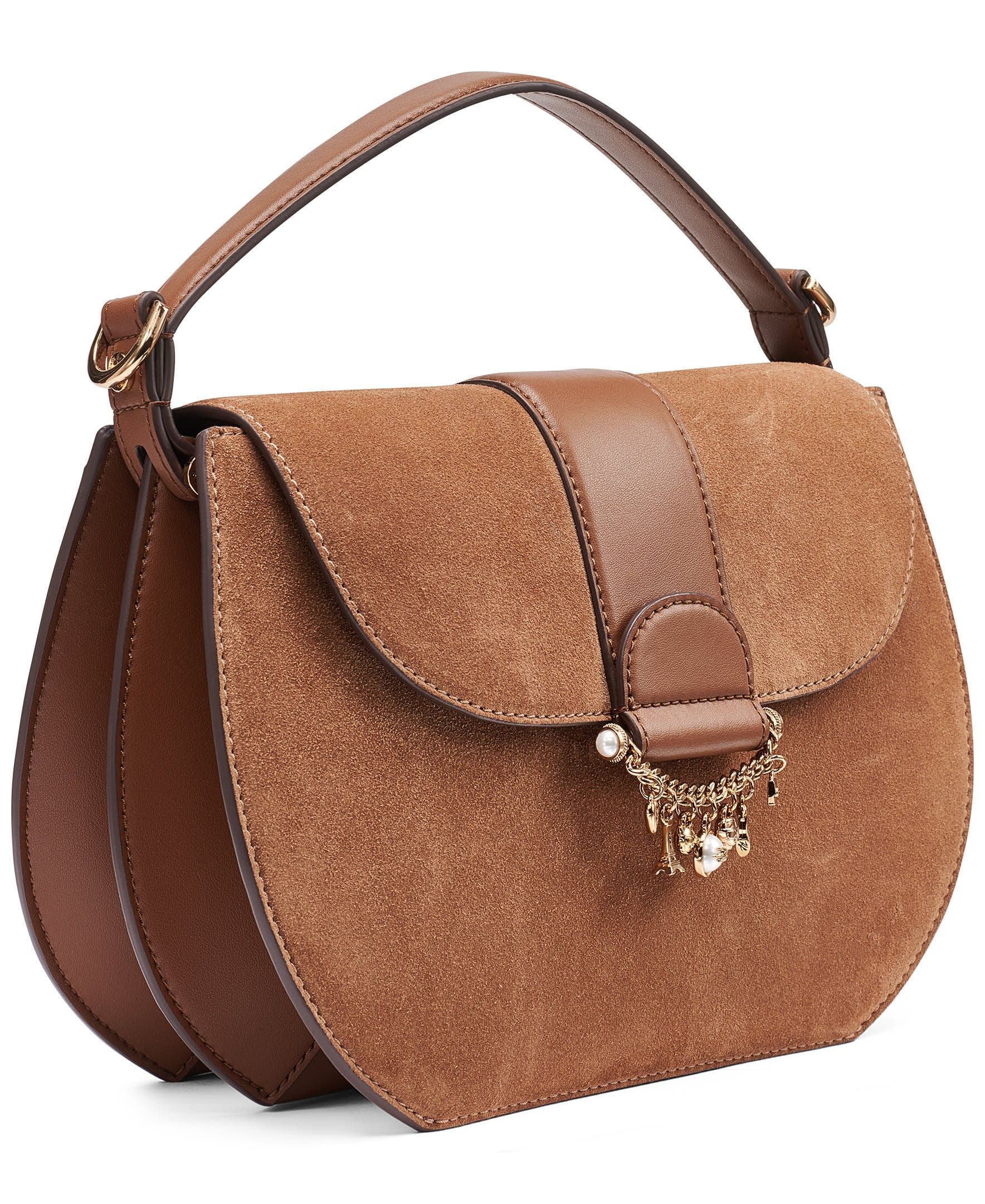 Jocelina Suede Satchel, Alternate, color, Cognac