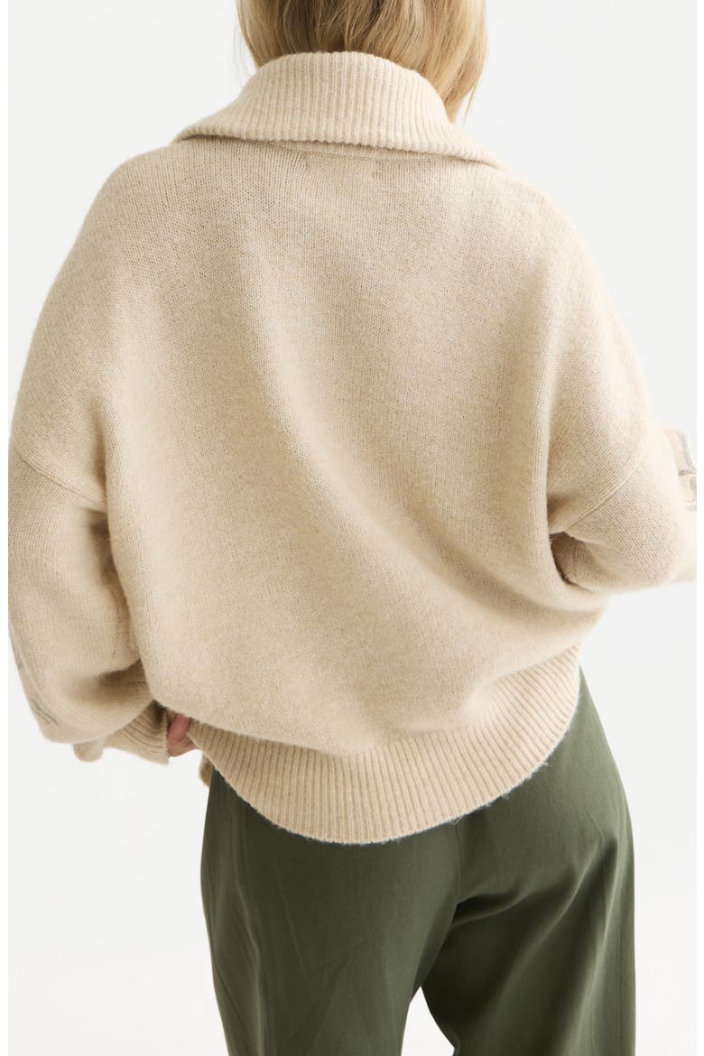 Printed Oversized Cardigan, Alternate, color, FOG MELANGE