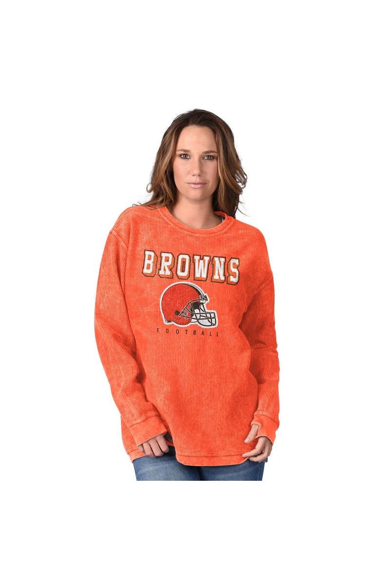 G-III 4HER BY CARL BANKS Women's G-III 4Her by Carl Banks Orange Cleveland Browns Comfy Cord Pullover Sweatshirt, Main, color, Orange