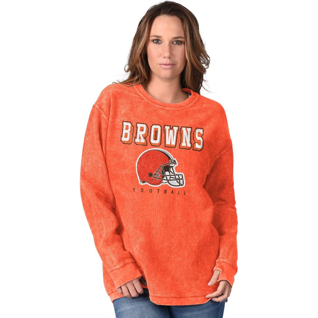 G-iii 4her By Carl Banks Orange Cleveland Browns Comfy Cord Pullover Sweatshirt