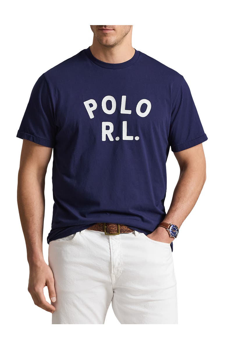 Polo Ralph Lauren Big & Tall Woven Graphic Tee, Main, color, Newport Navy