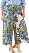 Karen Kane Frond Print Cotton Drawstring Wide Leg Pants