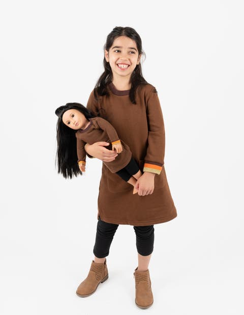 Girls Sweatshirt Dress with Matching Doll Dress
