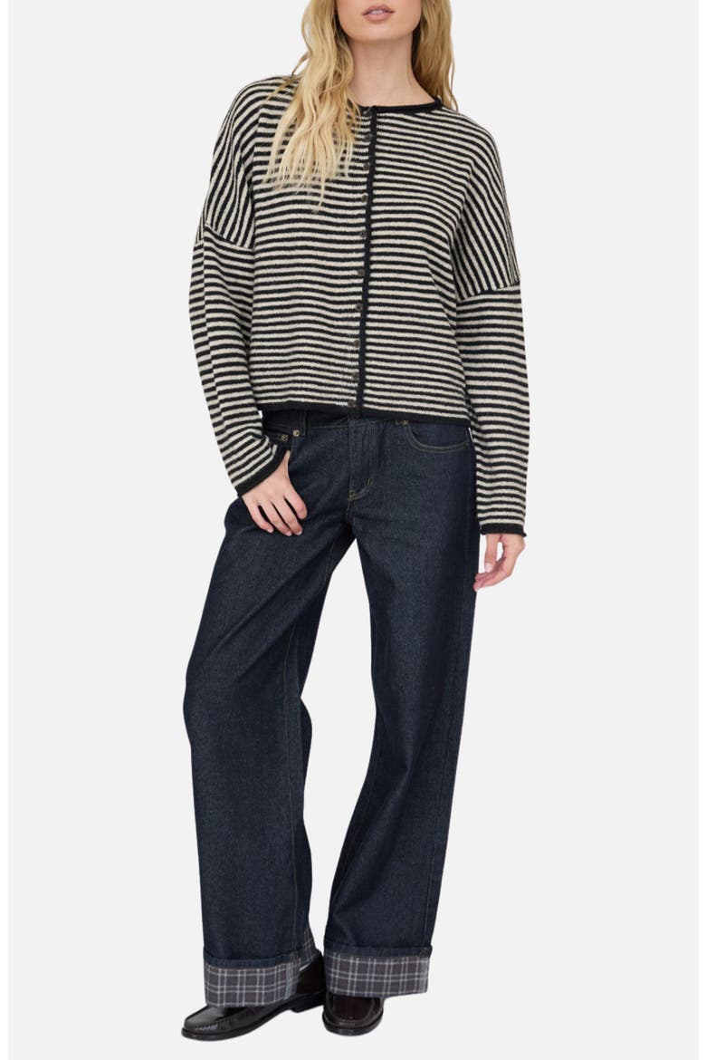 Striped Cardigan, Alternate, color, BLACK