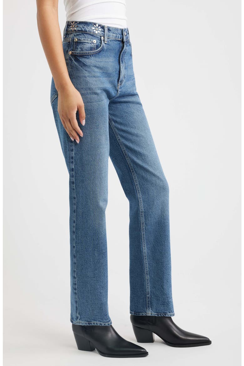 Topanga Crystal Detail High Waist Jeans, Alternate, color, ROYAL STUDDED
