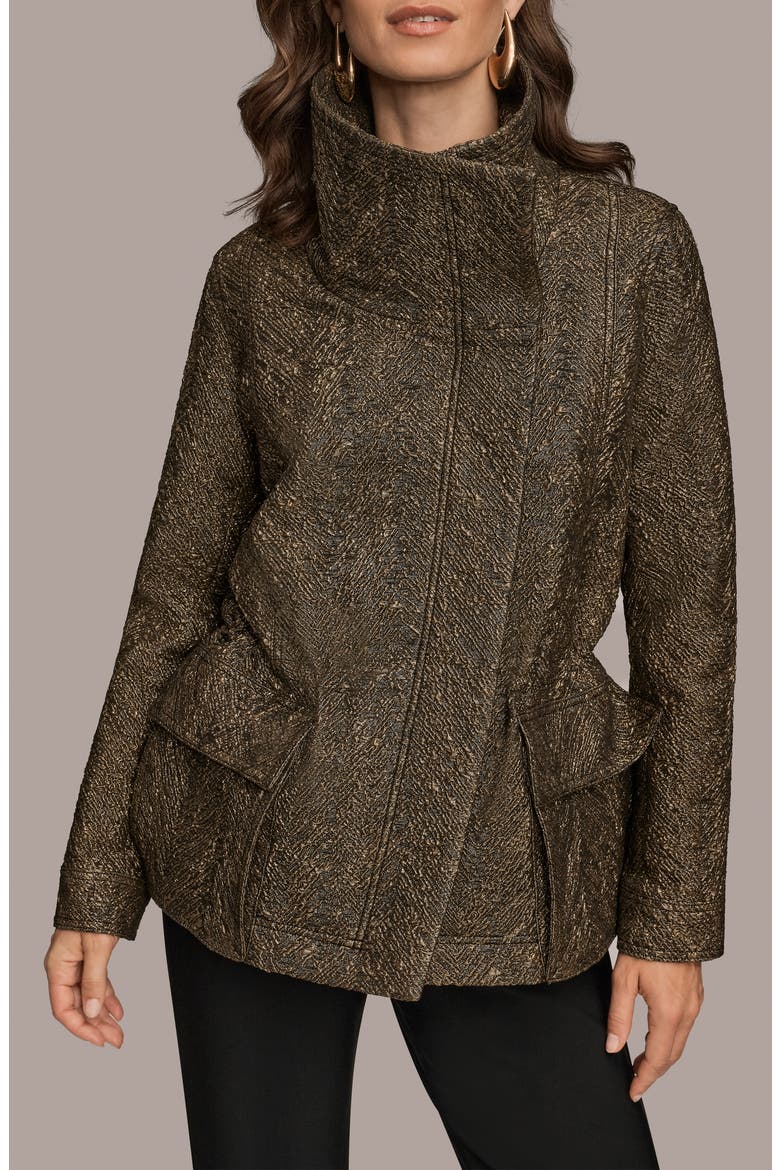 Metallic Jacquard Jacket, Main, color, BLACK/ GOLD