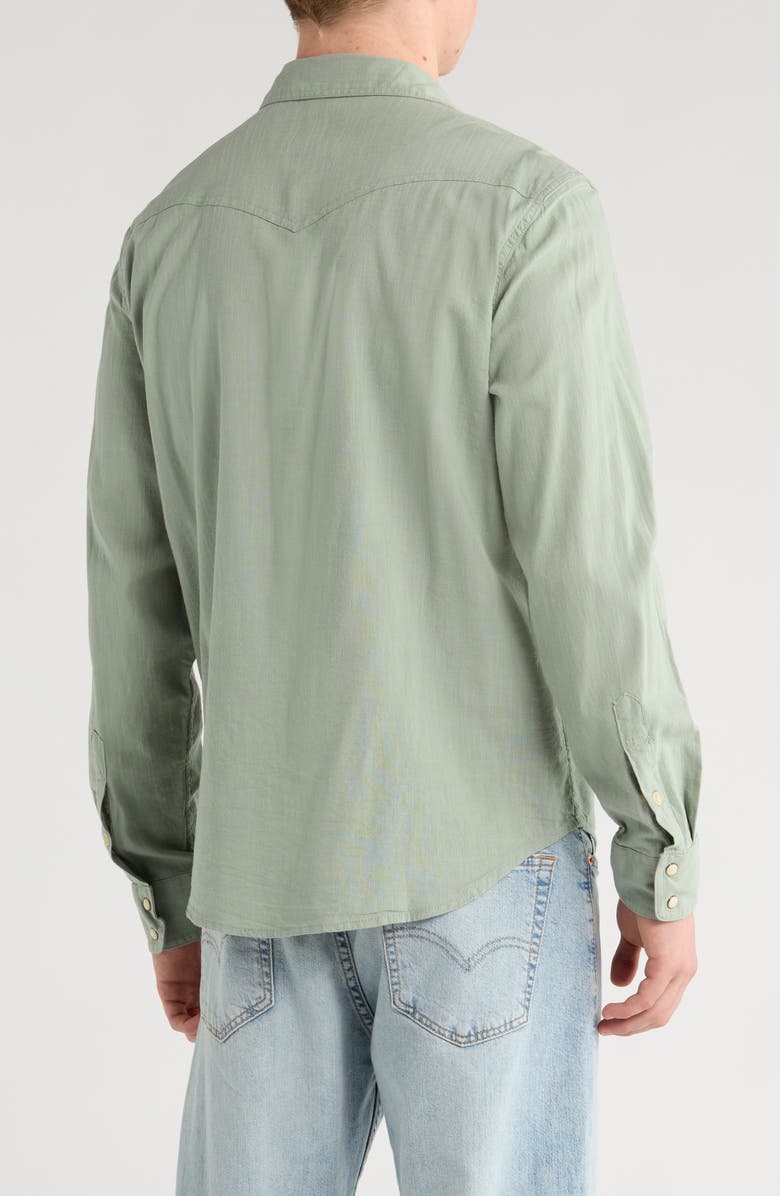 Lucky Brand Santa Fe Solid Western Button-Up Shirt, Alternate, color, Lily Pad